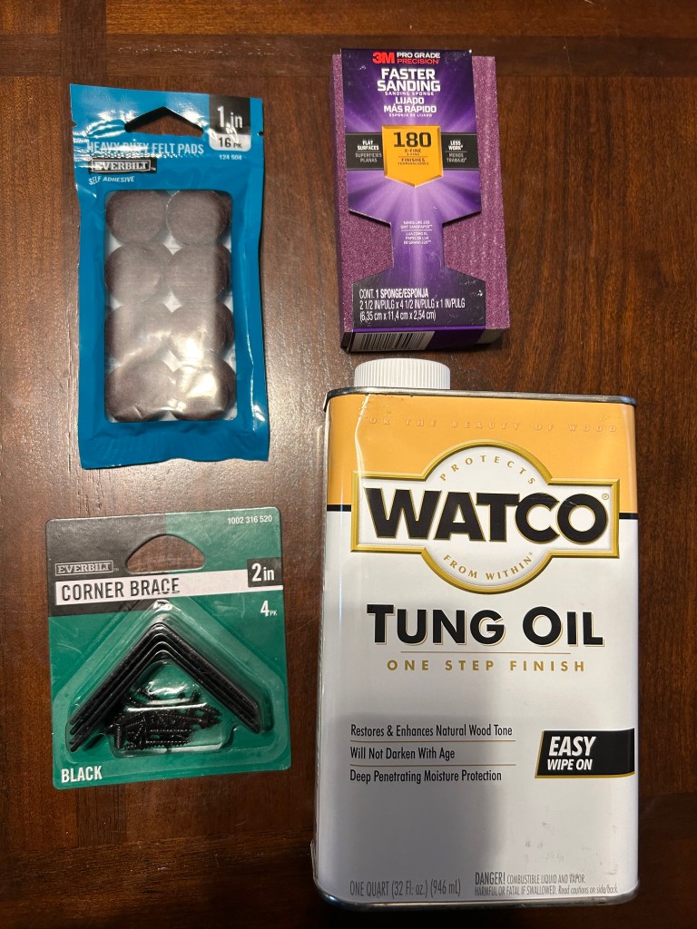 A picture of the listed materials.